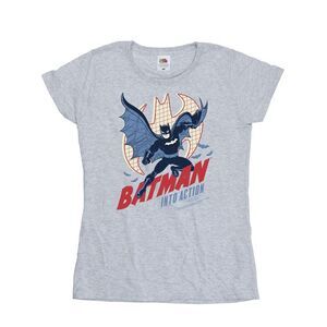DC Comics Womens/Ladies Batman Into Action Cotton T-Shirt / Sports Grey